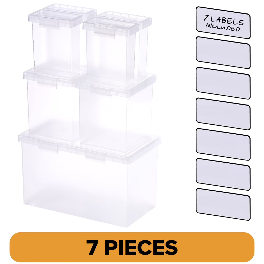 Bostitch Konnect Nest Clear Boxes, Stacking/Nesting, 7-Piece Bundle, 1 Large