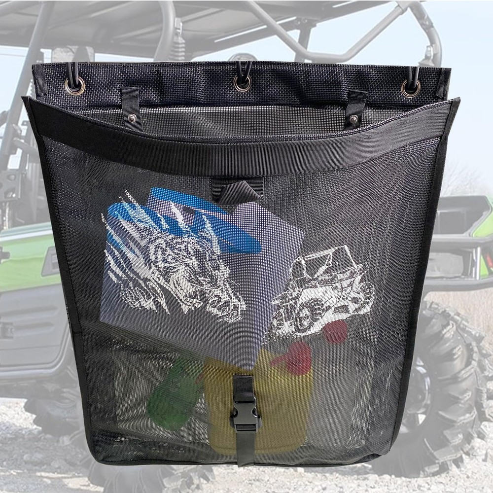 C CLINK Universal ATV UTV Trash Sack Storage Bag Mesh Large black