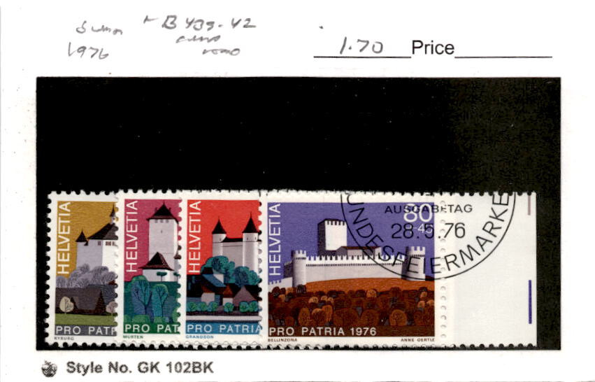 Switzerland, Postage Stamp, #B439-B442 Used, 1976 Castles (AD)