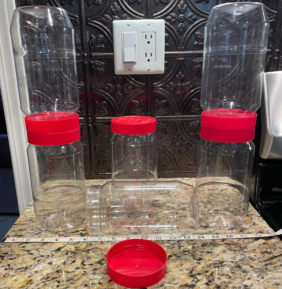 6 Clear Plastic Storage Containers Jiff Jars 48oz