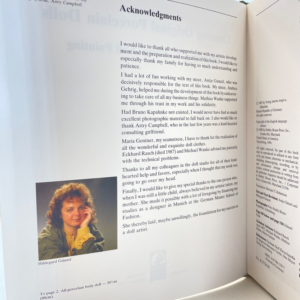 Hildegard Gunzel Creating Original Porcelain Dolls Book 1987