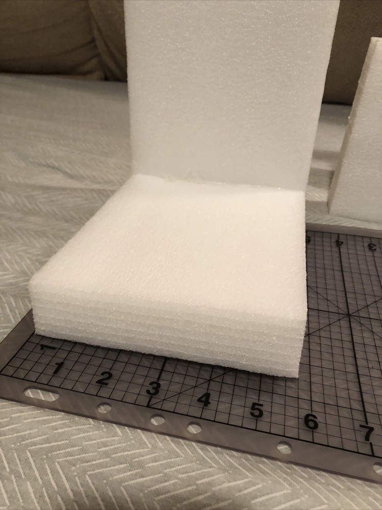 4 Corner Guards, Flexible Styrene packing material about 8x5.5” sides 1.5” thick