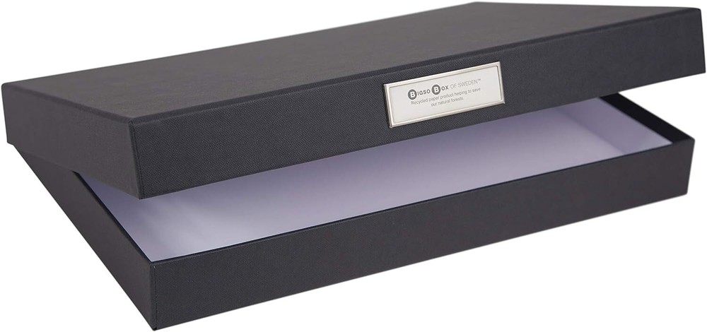 Bigso Sven Fiberboard Classic Hinged Document Box | Dark Grey