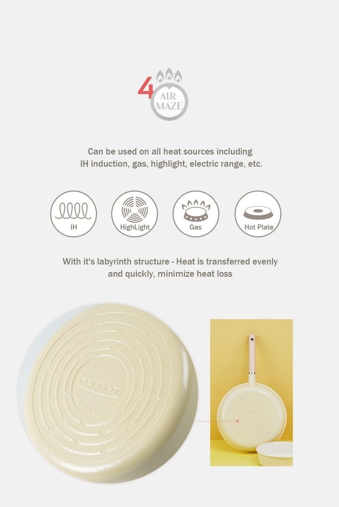 Filtertech Roichen Marsh Yellow 11 inch ceramic multi deep frying pan