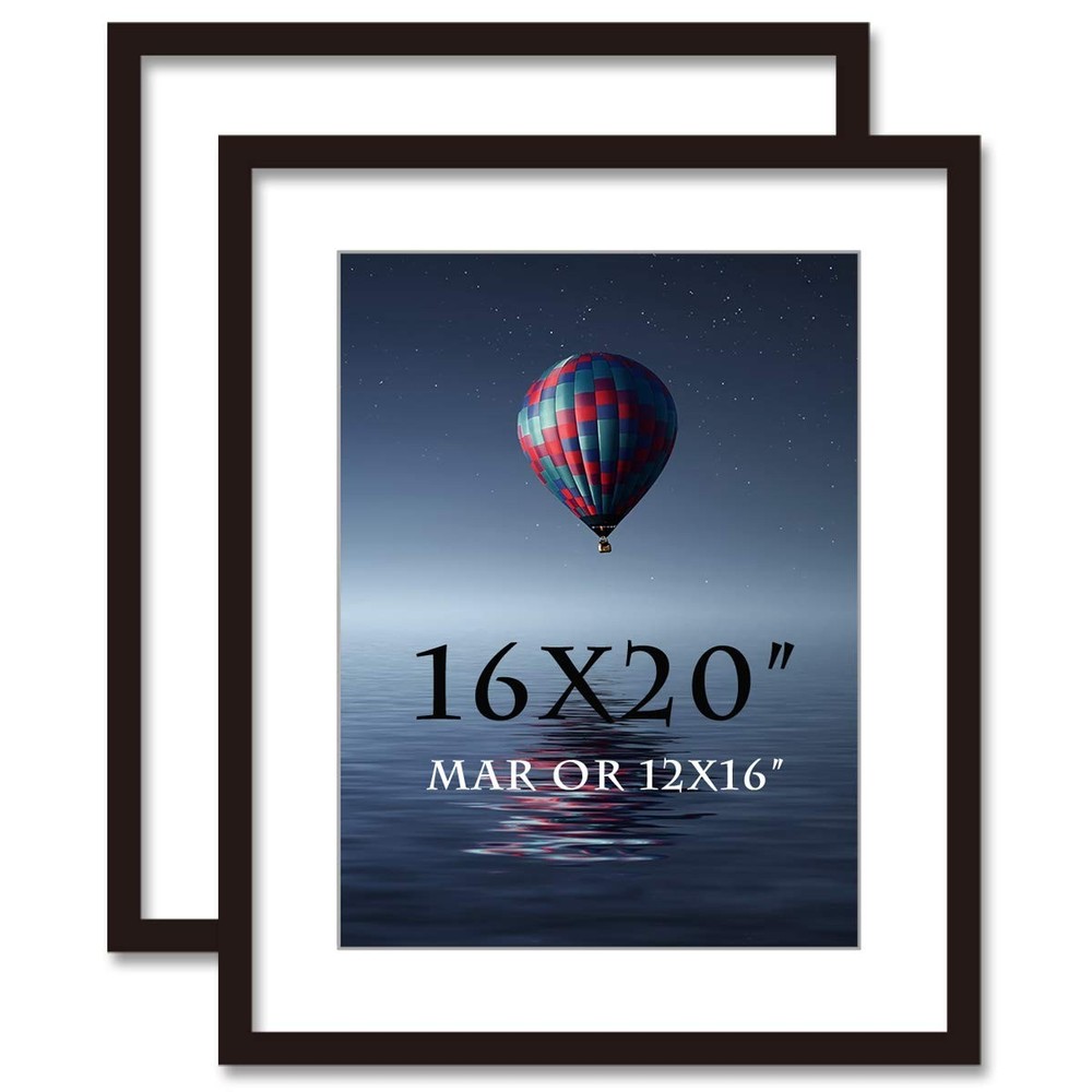 16x20inch Picture Frame 2 Pack Solid Wood Wall Mounting Certificate Poster Ph...