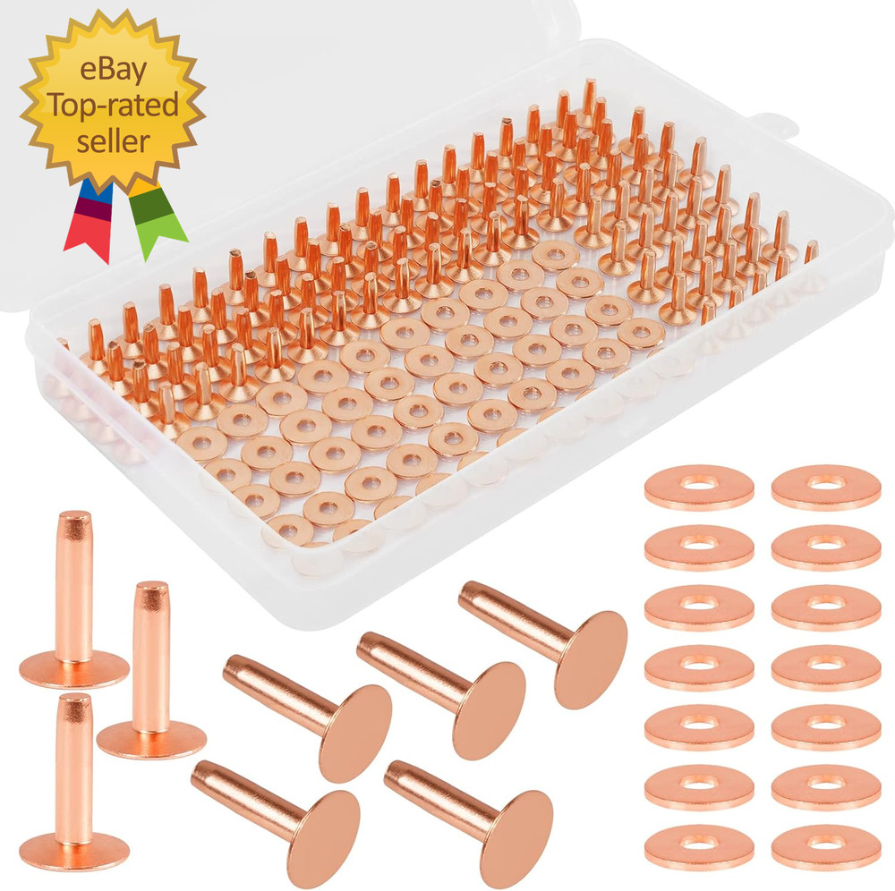 154Pcs Copper Rivets for Leather #12 Smooth Leather Rivets without Pattern