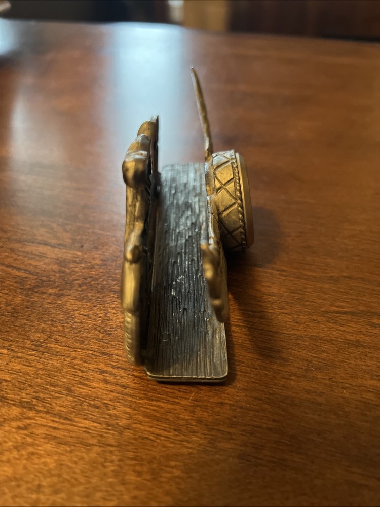 Desktop Weight W/Motorcycle On 1 Side And Quartz Clock On 1 Side Needs Battery