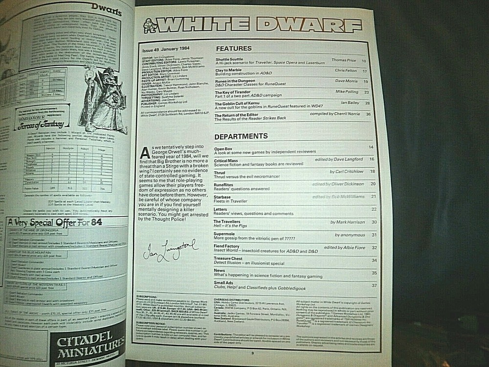 GAMES WORKSHOP WHITE DWARF #49 GOOD CONDITION DUNGEONS DRAGONS pathfinder