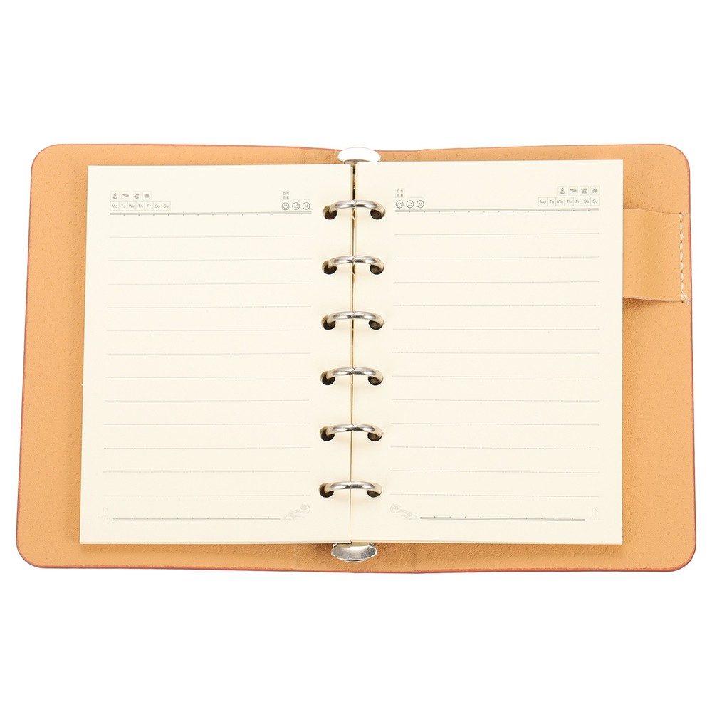 6 Ring Binder Cover A7 Notebook Binder 50 Sheets Line Paper, Orange