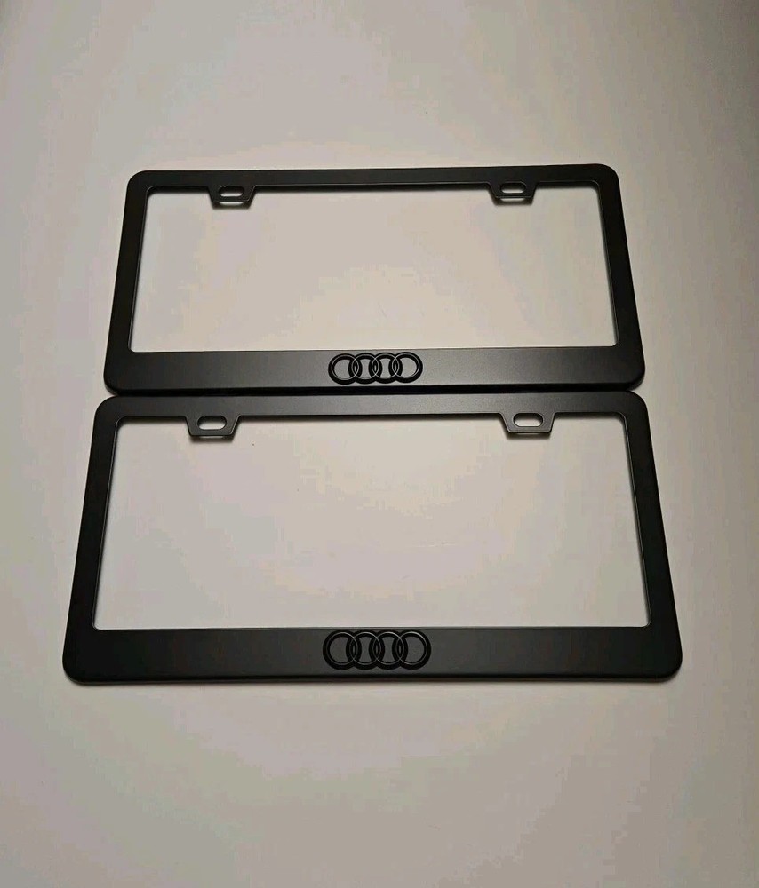Audi 2x Black Stainless Steel License Plate Frame