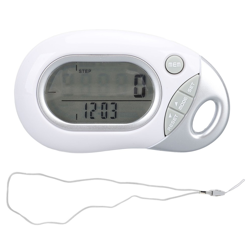 Walking Pedometer Electronic 3D Sensor High Accuracy White Step Counter
