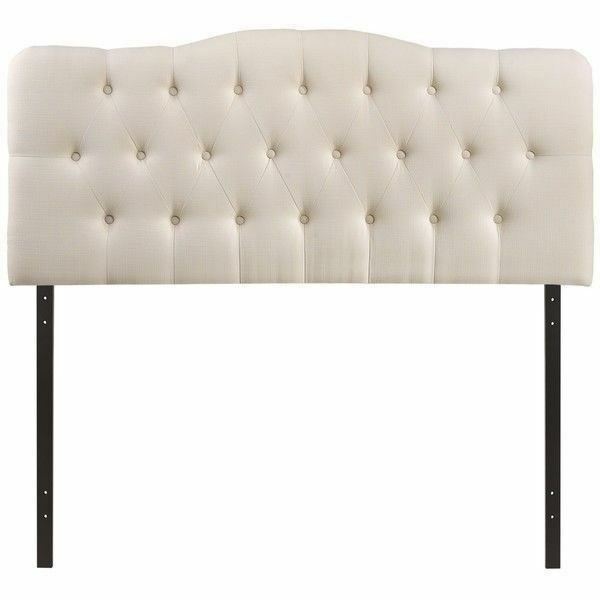 Ivory Upholstered Headboard Twin Full Queen King Bed Frame Mount Tufted Fabric