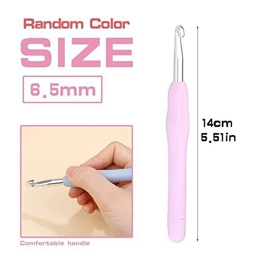 6.5mm Crochet Hook Needle Ergonomic Handle-Arthritic Hands Extra Long Beginners