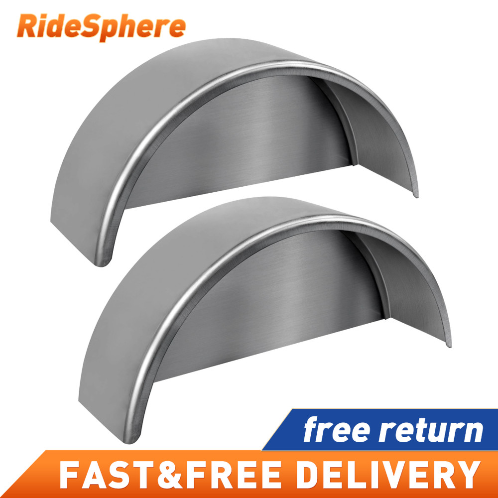 A Pair Steel Round Single Axle Trailer Fenders & Backs For 14" 15'' 16" Wheel