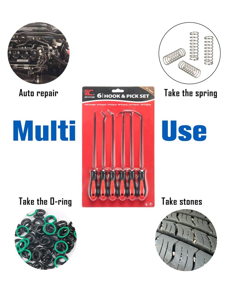 ROTATION Extra Long Precision Hook and Pick Set, 6-Piece Large, 6pc set