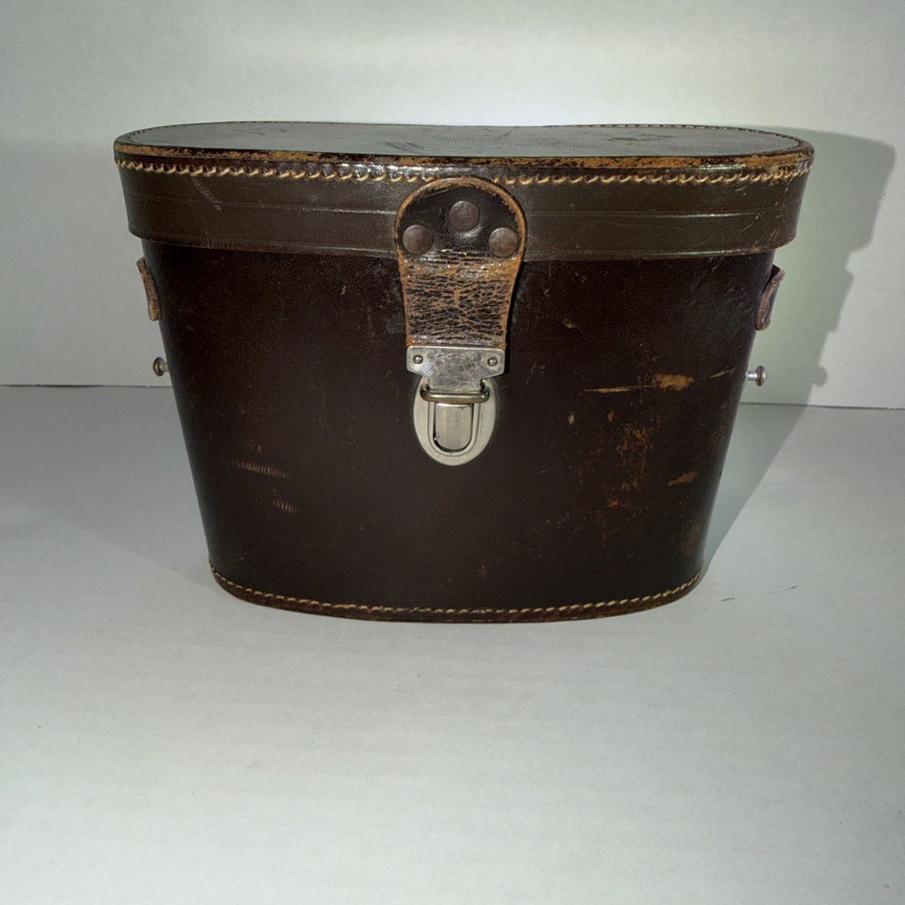Vintage  Brown Leather Binocular Case, CASE ONLY Red Felt lined, no strap.