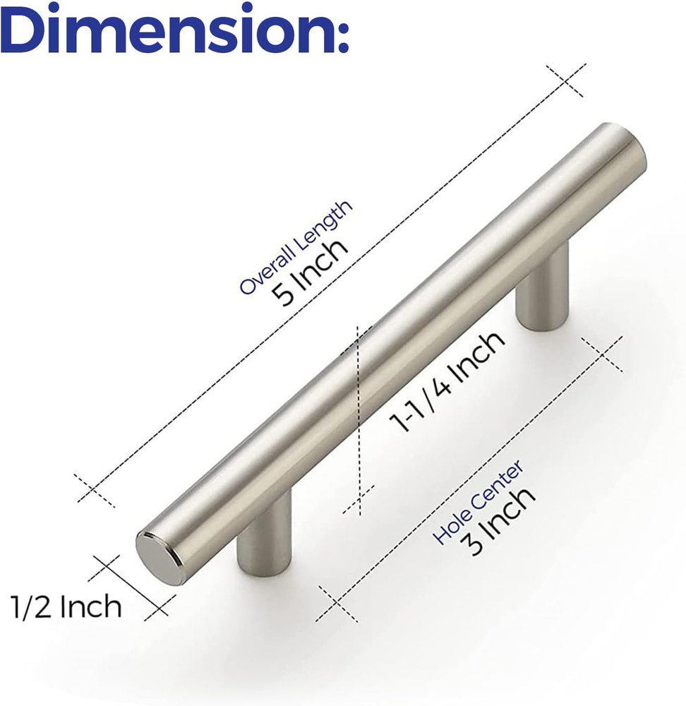 30 Pack 5'' Cabinet Pulls Brushed Nickel Stainless Steel Kitchen Drawer Pulls Ca