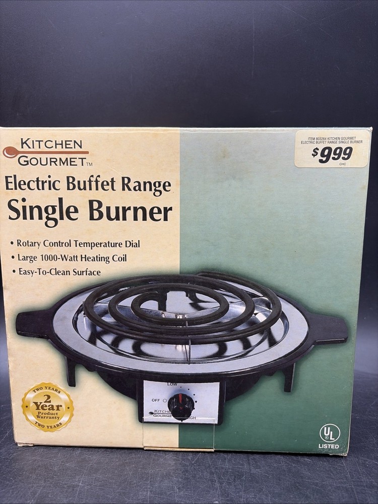 Never Used: Gourmet Kitchen Electric Buffet Range Single Burner Large 1000w