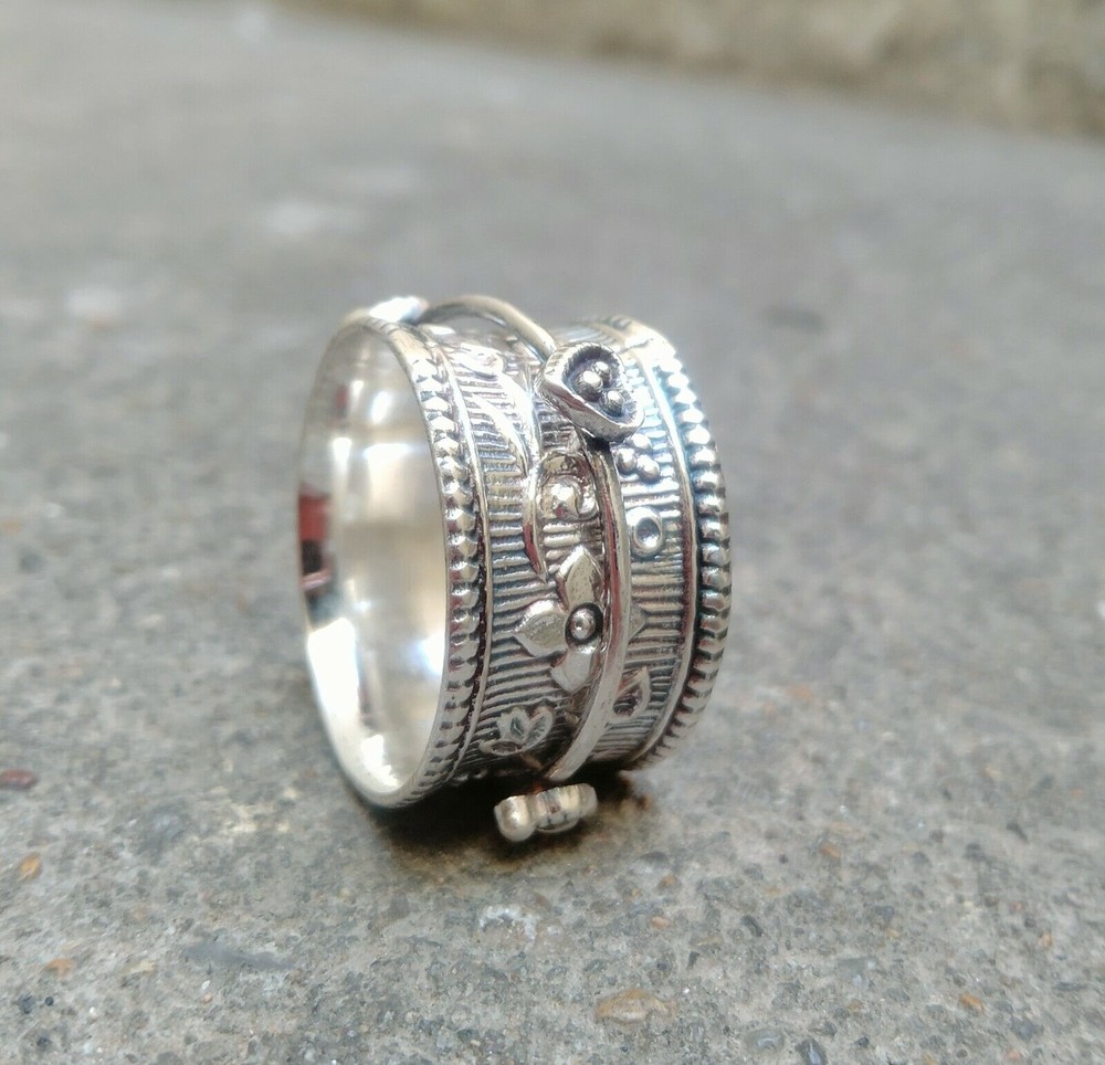 Solid 925 Sterling Silver Band &Wide Spinner Ring Handmade Jewelry Ring All Size