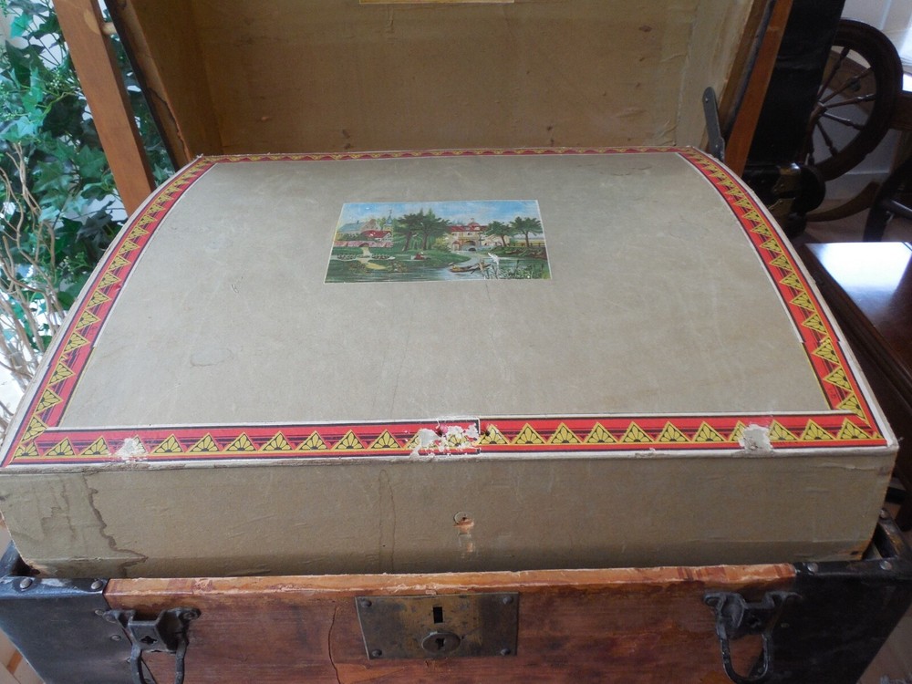 Antique Domed Wood Trunk w/ Removable Insert