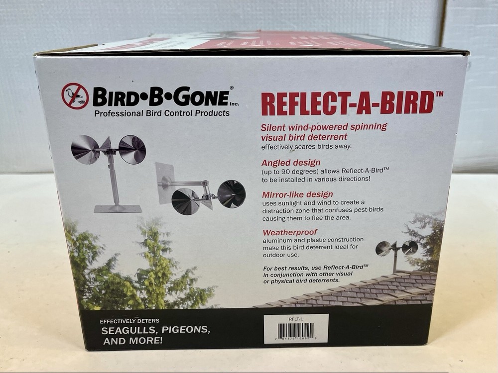 BIRD-B-GONE REFLECT-A-BIRD Wind Powered Spinning Visual Bird Deterrent New