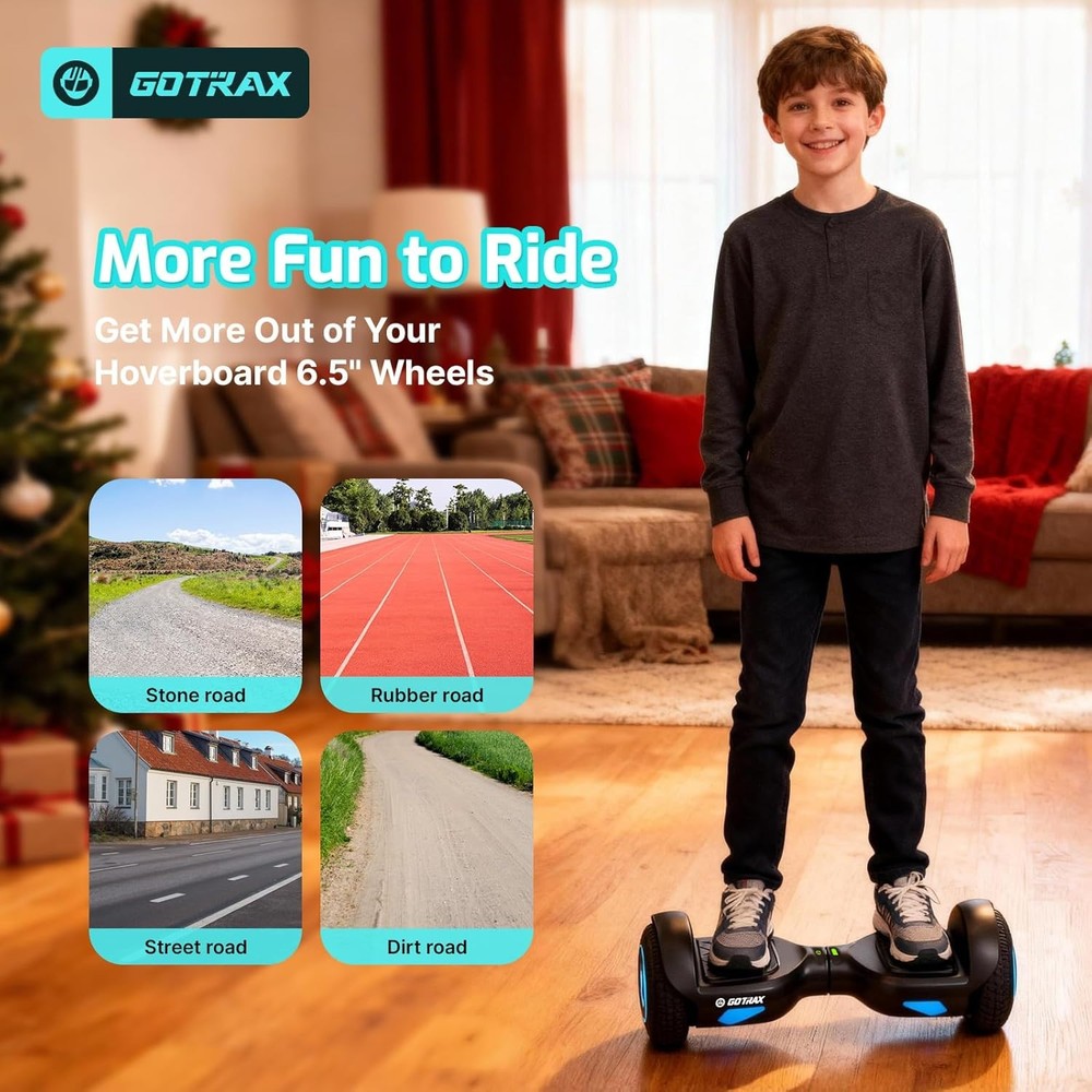 Gotrax Edge Hoverboard with 6.5" LED Wheels & Headlight Max 6.4km Range UL2272 ™