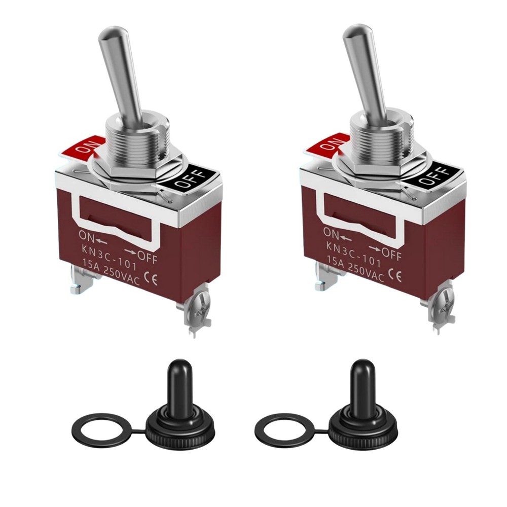 2Pcs SPST Toggle Switch 2Pin ON/OFF Waterproof 30A 12V for Auxiliary Lighting