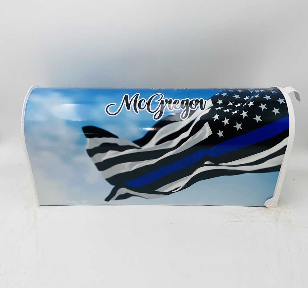 Thin Blue Line Custom Mailbox: Patriotic Gifts