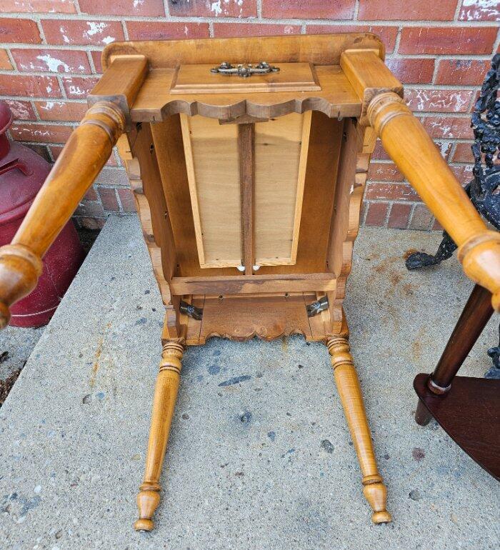 Vintage Solid Maple End Table 1 Drawer Night Stand Plant Fern Table