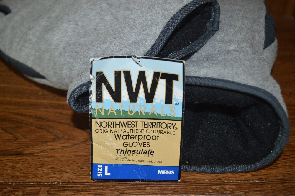 Northwest Territory Waterproof Gloves Thinsulate Large Gray NWT