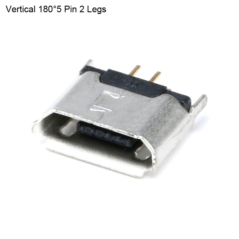 Micro USB Type B Female Connector DIP 5P Socket Vertical 180°5 Pin 2 Legs