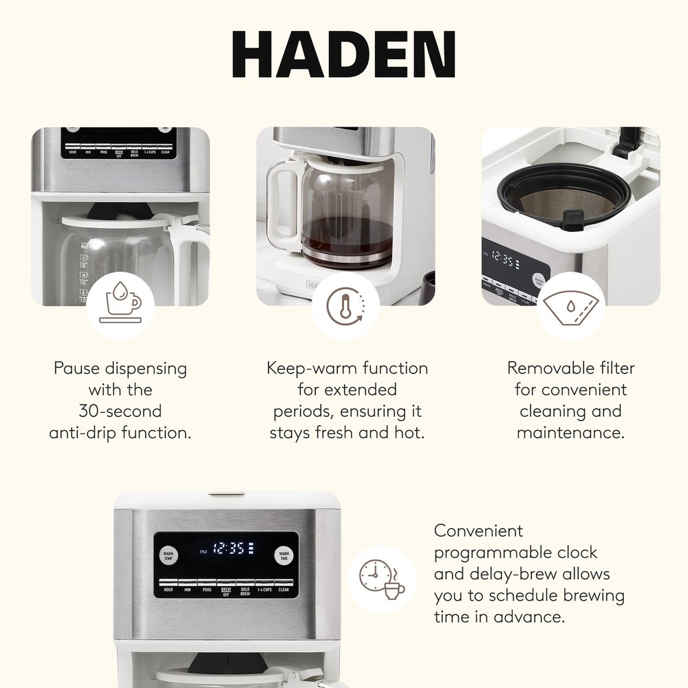 Haden Generous Brew 14 Cup Programmable Digital Coffee Maker Pot (Open Box)