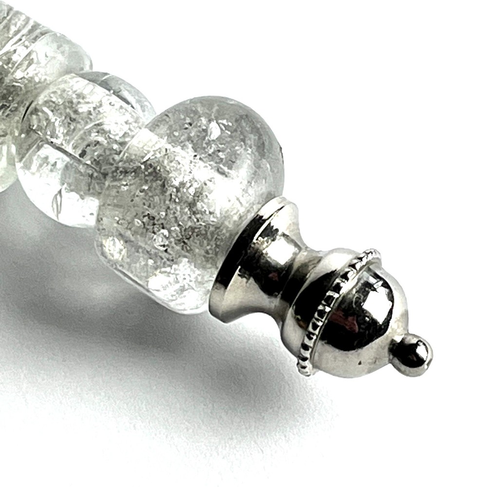 Heavy Clear Bubble Glass Bead Bottle Opener Barware Kitchen Elegant Silver 6.5"