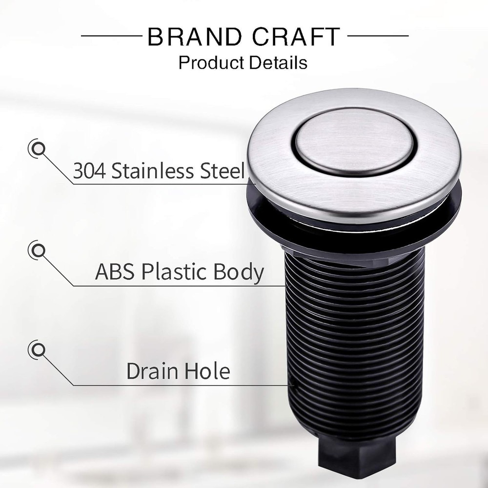 SINKINGDOM Garbage Disposal SinkTop Air Switch Kit with Long ButtonBrass