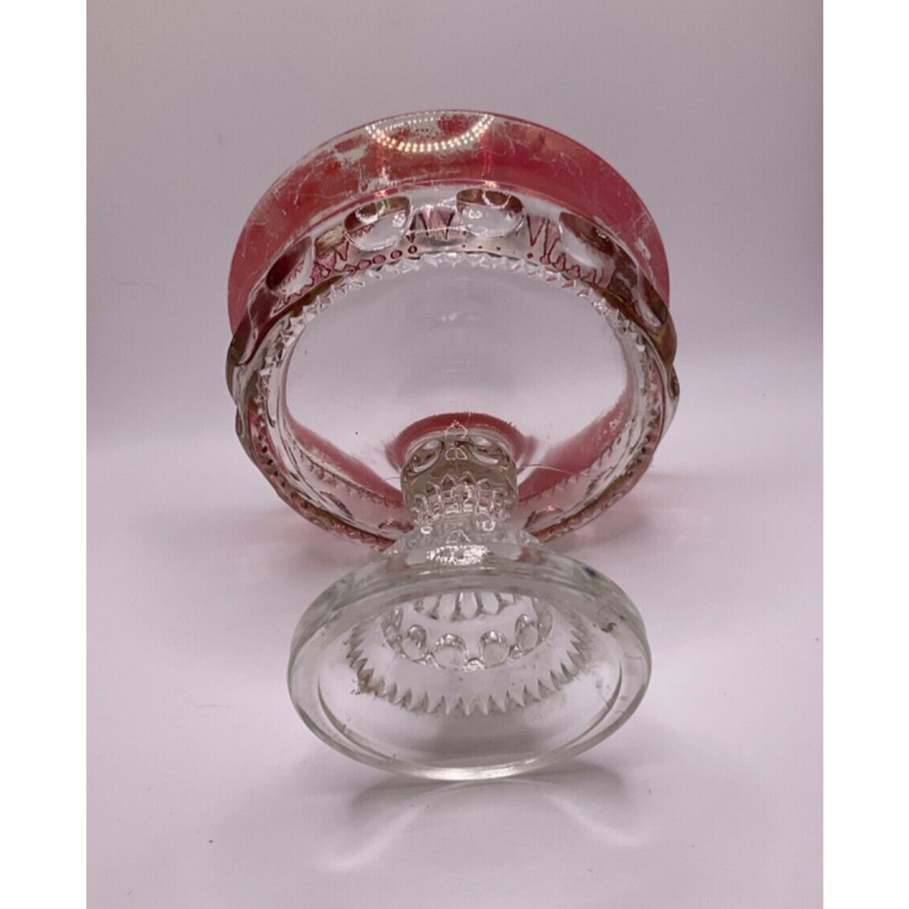 Vintage Kings Crown Thumbprint Cranberry Ruby Red Compote Candy Dish 5"