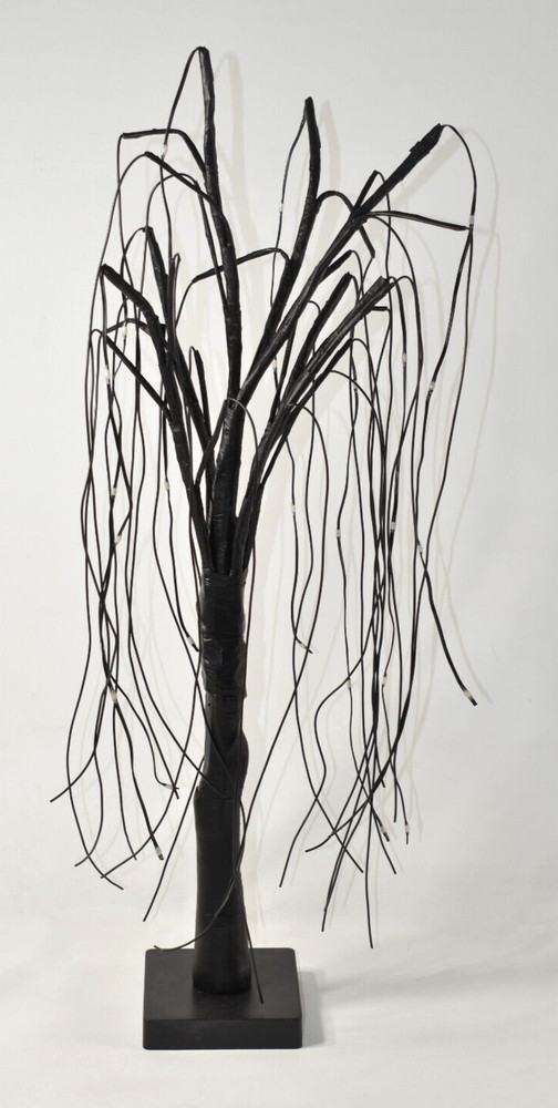 Lit Tree Weeping Willow Drooping 23" Halloween Black Battery Lighted Spooky