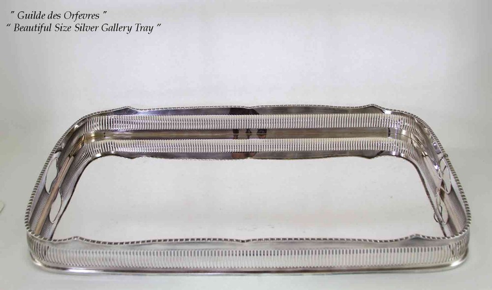 Silver Gallery Tray Oblong , Pierced Border