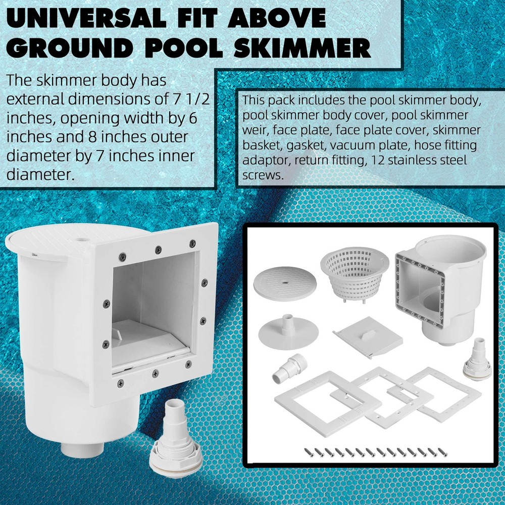 Above Ground Pool Skimmer Accessories Complete White Set