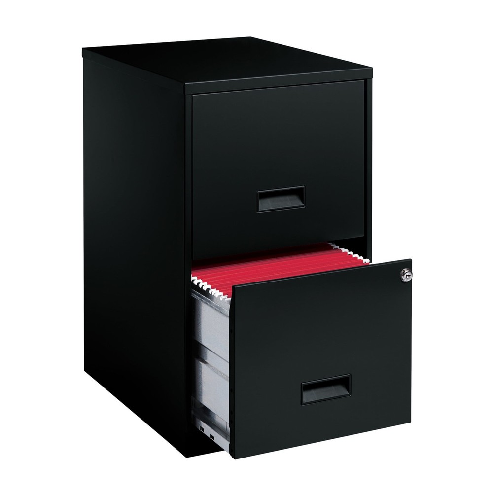 18" Deep 2 Drawer Letter Width Vertical File Cabinet, Black