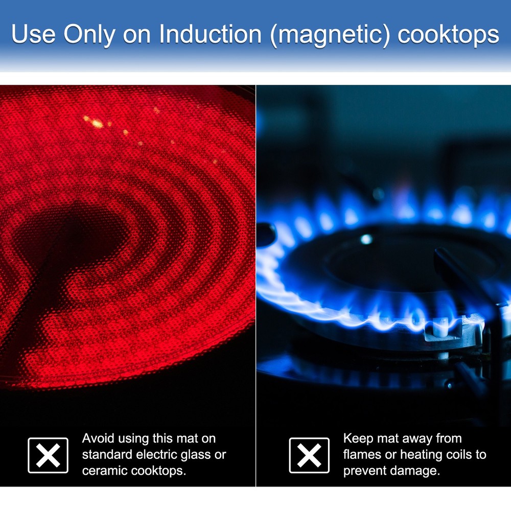 2pcs Induction Cooktop Protector Mats, Round (Black)
