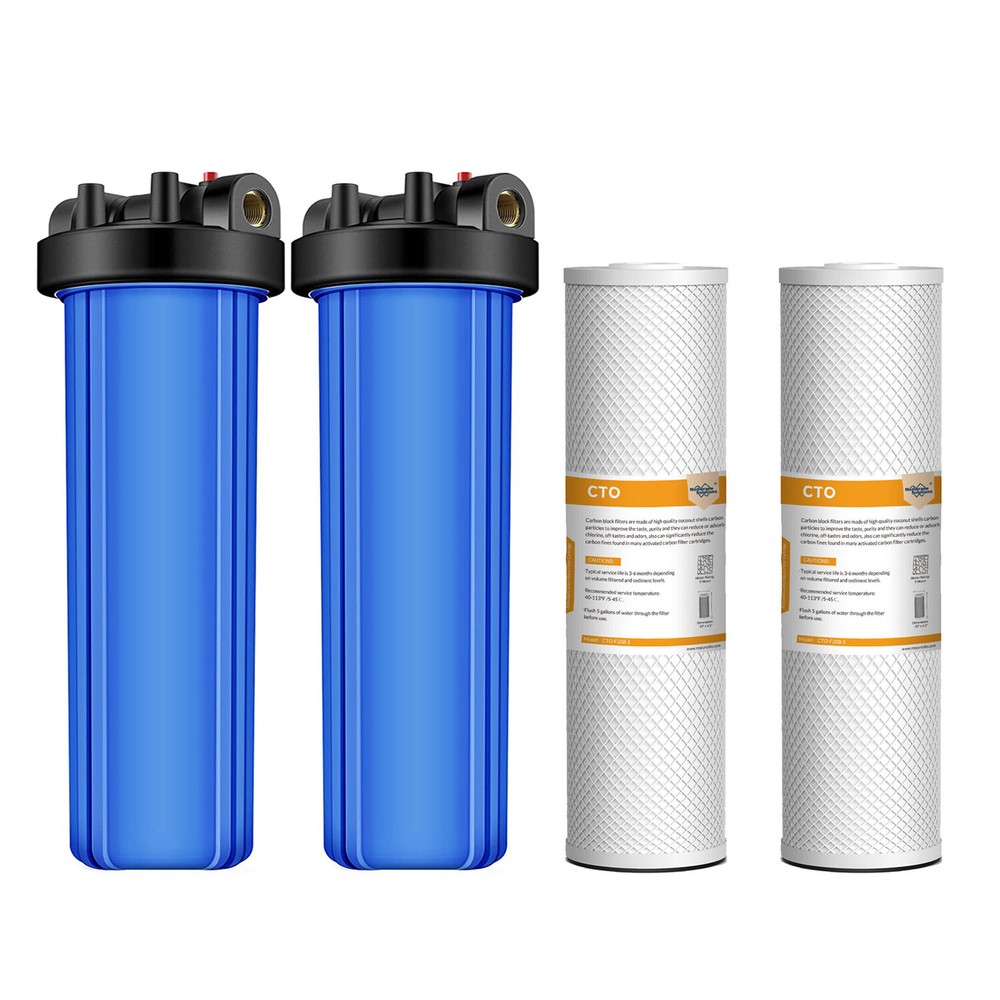 2Pack 20 Inch Whole House Water Filter Housing System &2P 20" x4.5" Carbon Block