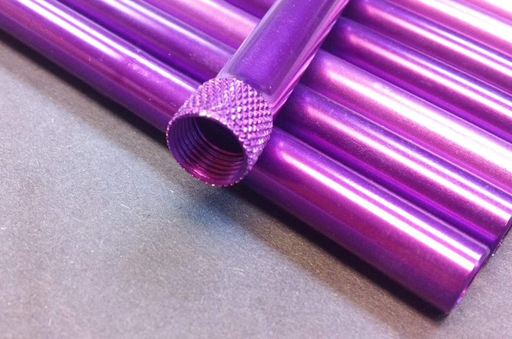 4-1/2" ALUMINUM REPLACEMENT DOWNSTEMS (8) ANODIZED PURPLE FEMALE THREADING