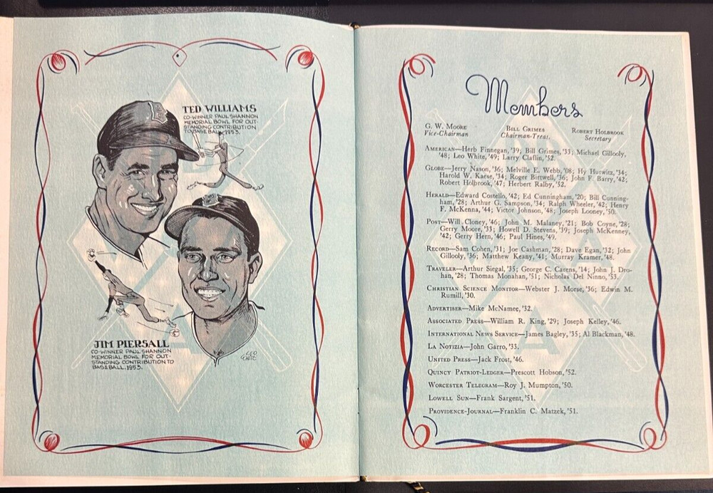 Jan 28 1954 Fifteenth Annual Baseball Writers Association America Dinner Program