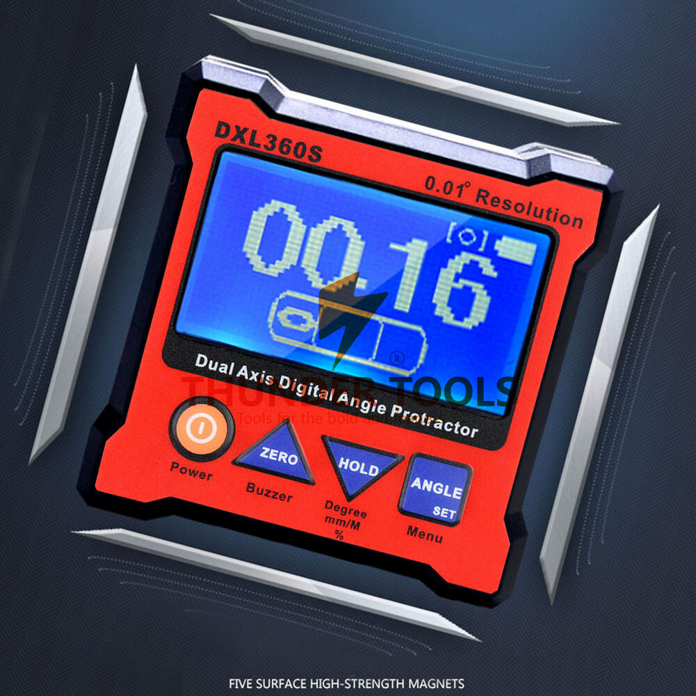 Thunder Tools DXL360S Dual Axis Digital Angle Protractor with 5 Side Magnetic