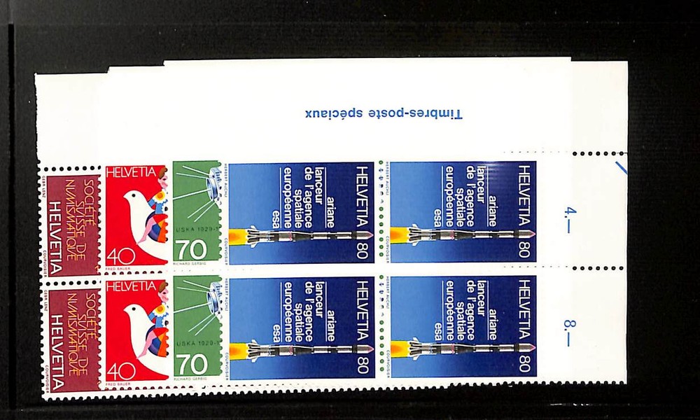 Switzerland, Postage Stamp, #677-680 Blocks Mint NH, 1979 Space (BA)