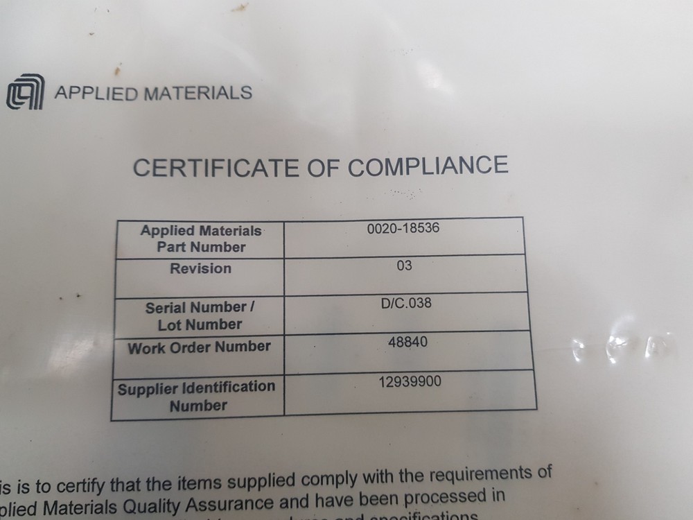 AMAT 0020-18536 RING TEFLON UPPER CHAMBER