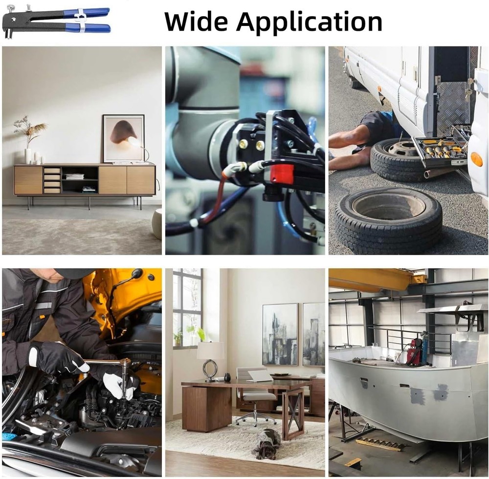 86 Pcs Heavy Blind Rivet Nut Tool Kit Hand Riveter Wrench Threaded Insert...