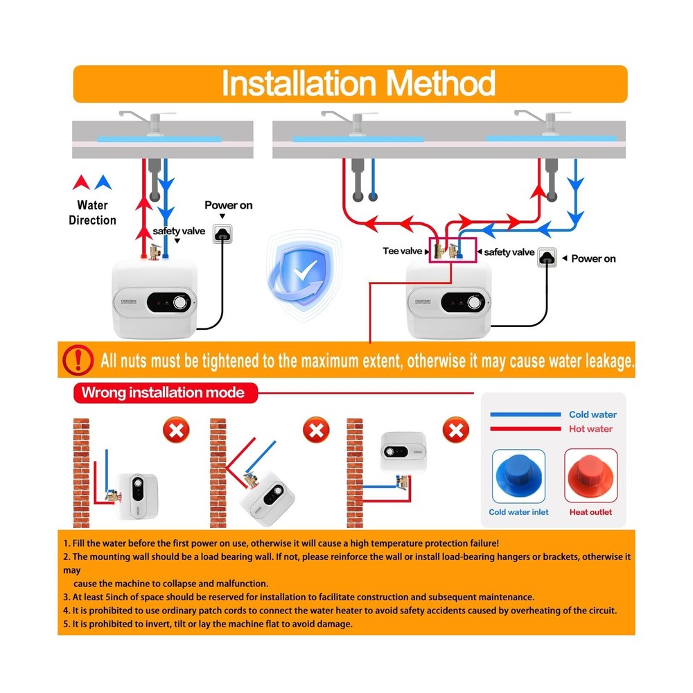 4 Gallon Water Heater Under Sink Instant Hot Water Heaters 1500W 110V 120V Mi...