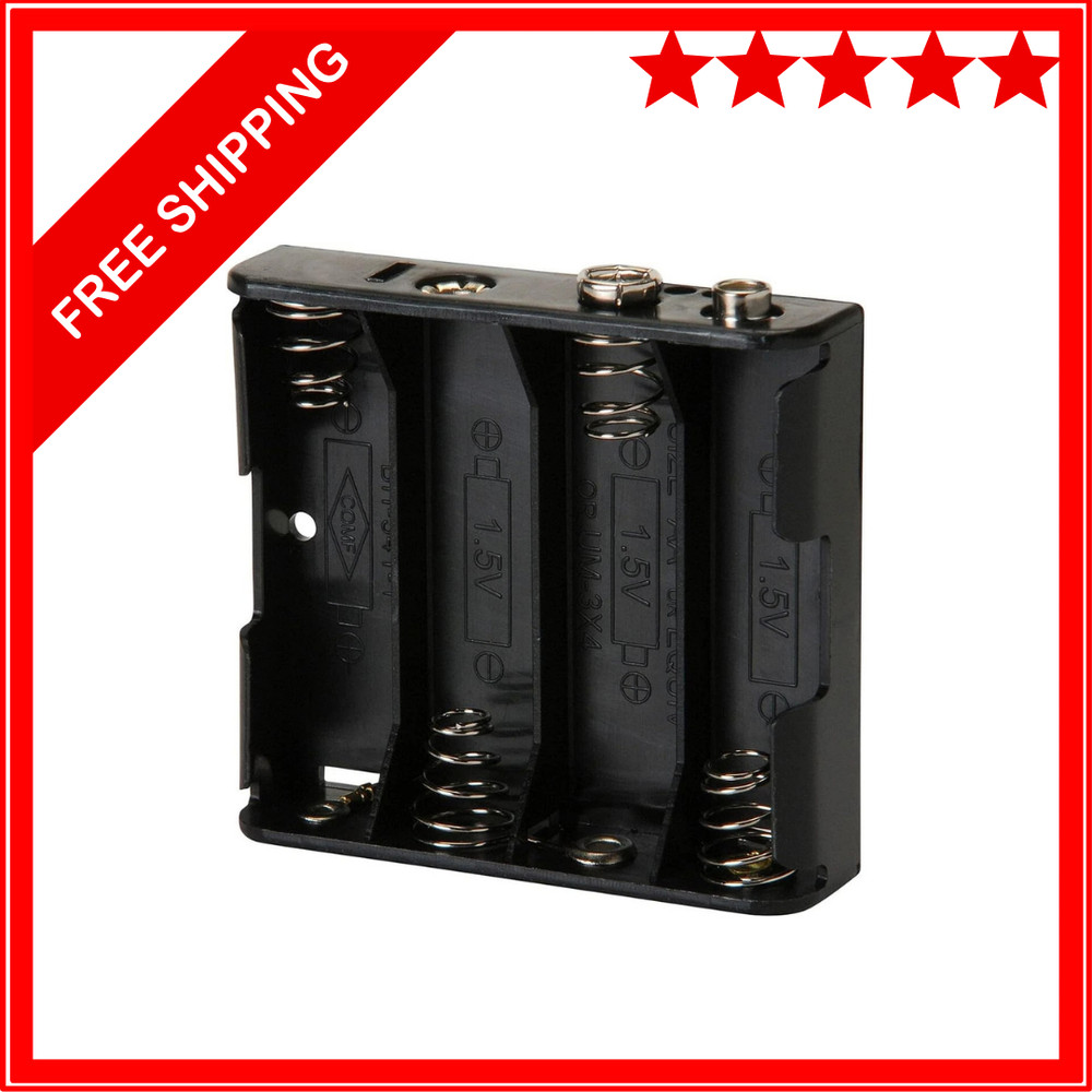 Battery Holder for 4 AA Batteries with 9V Snap Connector, Replacement Power