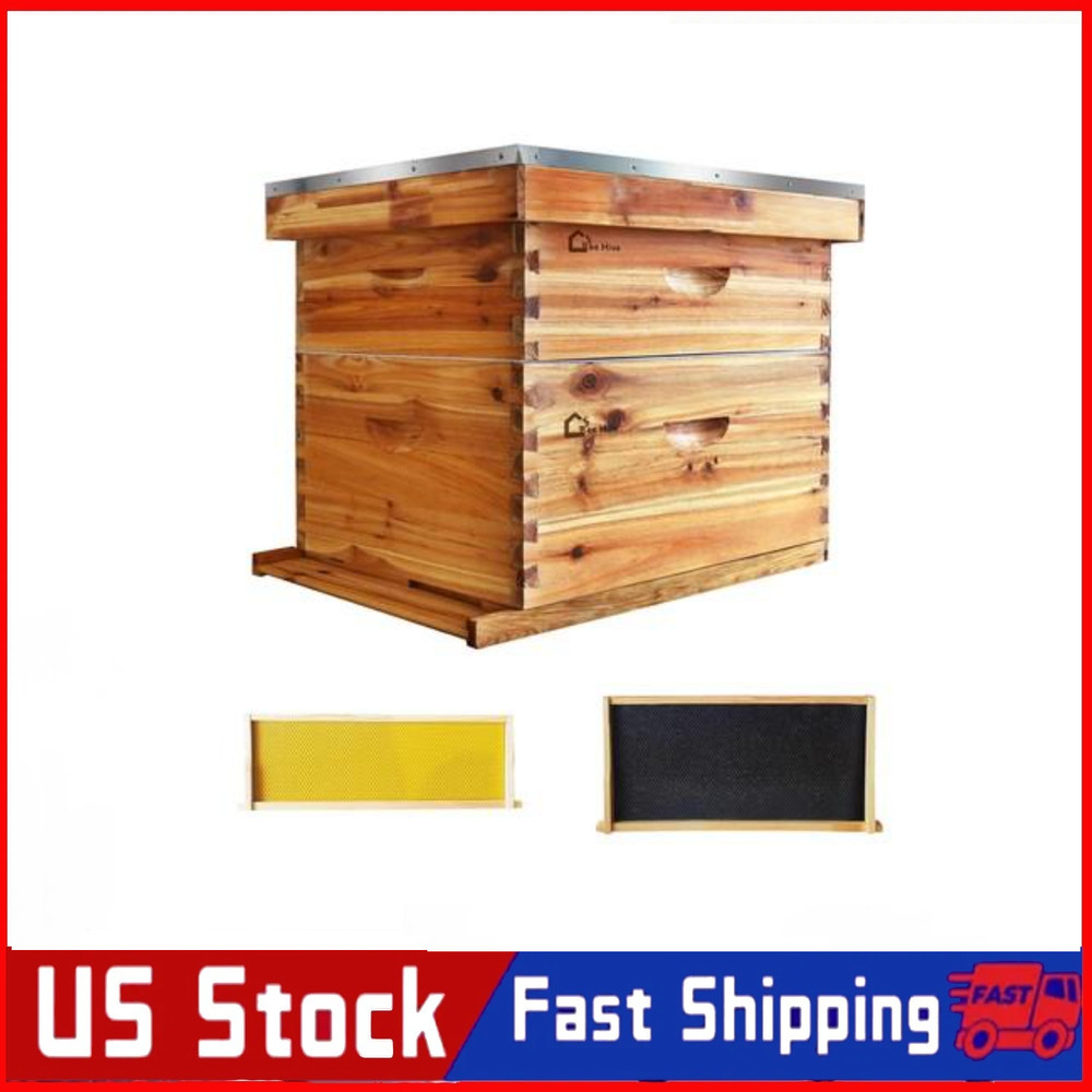 Langstroth 20 Frame Bee Hive Boxes Starter Kit Beehive for Beekeeping Supplies